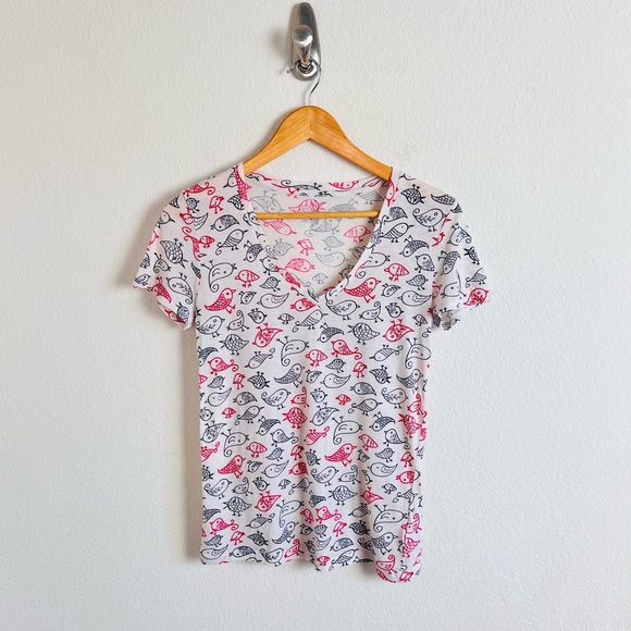 BDG. Cream & Red Bird Cartoon Sketch Graphic T-Shirt Tee - Picture 1 of 9